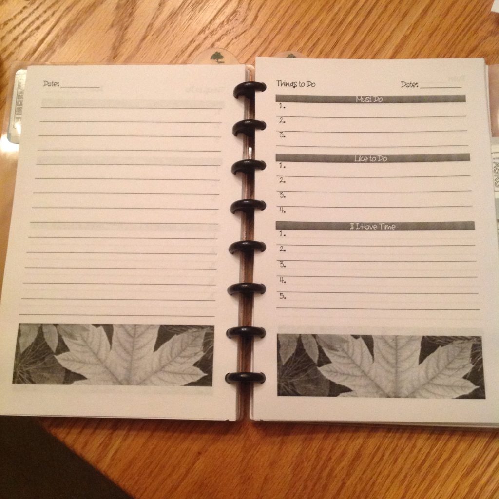 Custom planner day